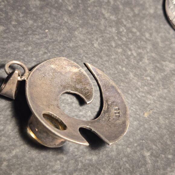 Abstract Spiral Yellow Stone Sterling Silver 925 Pendant - Picture 5 of 7